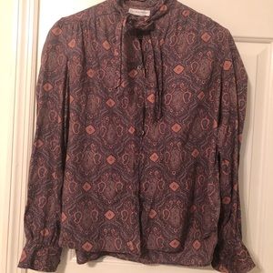 Vintage-inspired faux silk multicolored shirt